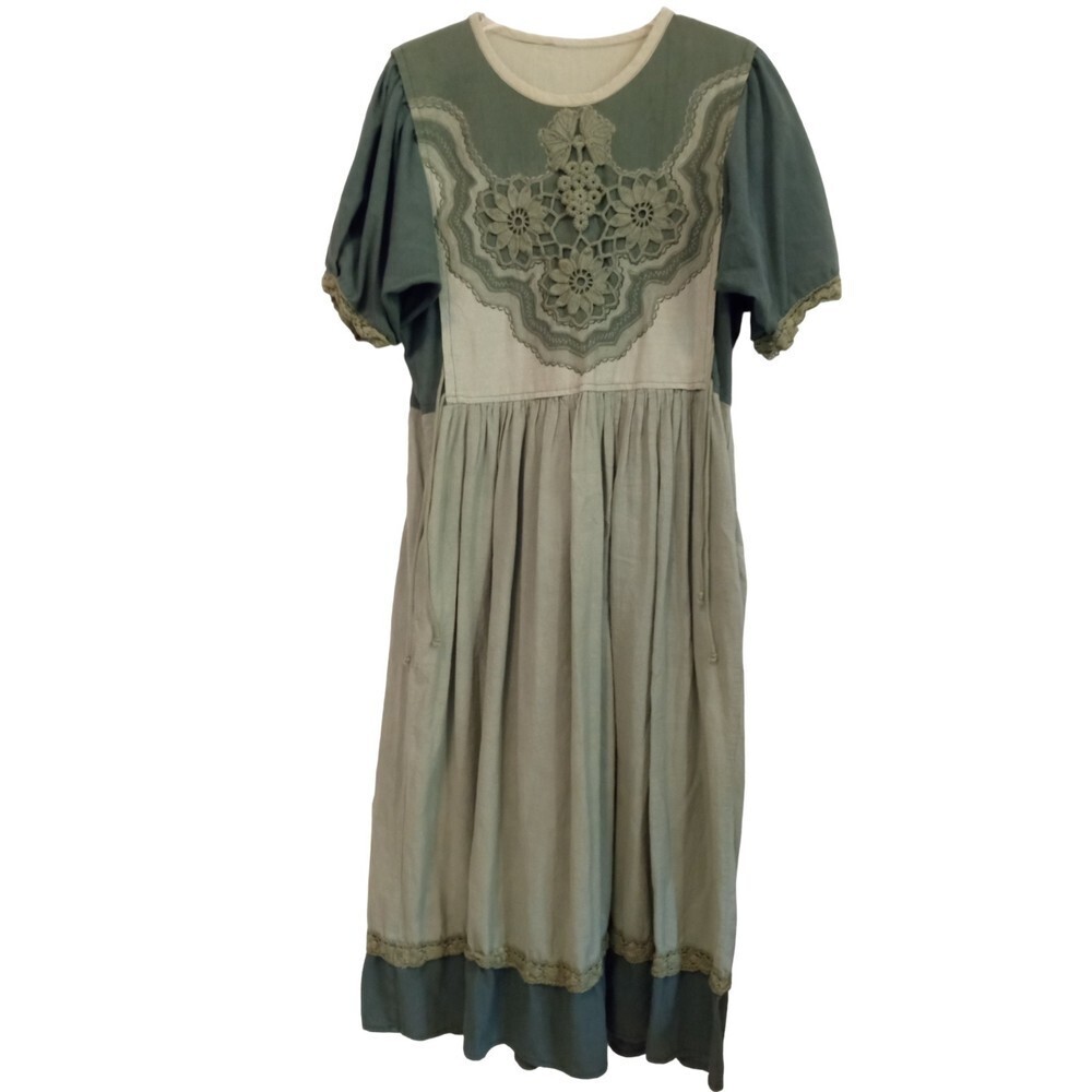 Boho Green color block crochet top maxi dress